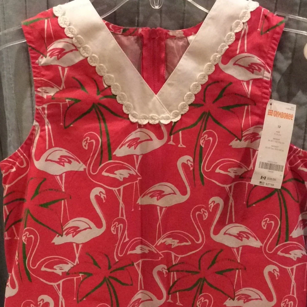 NEW‎ Gymboree Luli & Me shift flamingo linen 12